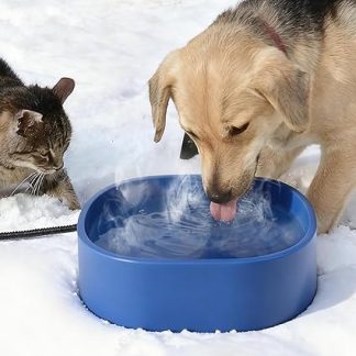 Большая миска для воды с подогревом, термостатическая, с кабелем длиной 200 см, предотвращающим укусы.