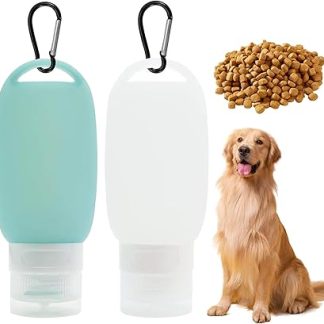 Набор из 2 многоразовых трубок для кормления собак, силиконовые дорожные бутылочки объемом 90 мл, портативные, с карабином, легкие, для дрессировки.