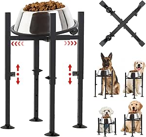 Подставка для собачьей миски на четырех ножках, подходит для мисок диаметром 6-10 дюймов, регулировка высоты в 3 положениях, подставка для корма и воды для собак.