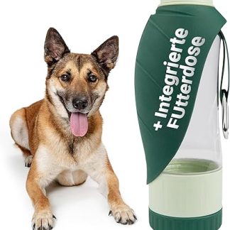 Бутылка для воды для собак emmi-pet 600 мл с контейнером для корма 150 мл – портативная бутылка для воды для маленьких и больших собак – идеально подходит для путешествий, походов и активного отдыха на природе.