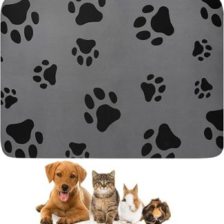 Коврик для миски для собак и кошек, нескользящий коврик для миски для домашних животных, супервпитывающая подстилка для собак, миска для кошек, коврик для еды с рисунком лап, для спальни, гостиной
