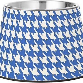 Классические сине-белые миски для корма и воды для собак с рисунком «гусиная лапка», нескользящая поверхность, из нержавеющей стали, для маленьких собак, для медленного приема пищи.