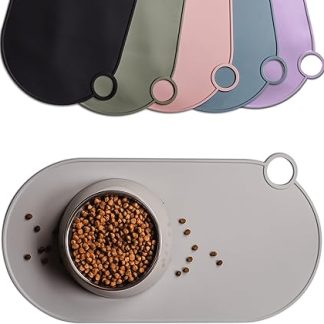 Силиконовый коврик для миски ne&no для кошек и маленьких собак, водонепроницаемый, нескользящий, с петлей для подвешивания, 49 x 25 см (каменно-серый)