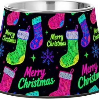 Миска для корма для собак «Счастливого Рождества, снежинка» с подставкой, миска для кошачьего корма из нержавеющей стали для любимого питомца, чтобы облегчить появление усов.