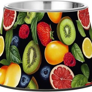 Миски для корма для домашних животных Fruit Black Fresh с подставкой из нержавеющей стали, простые миски для кошек и собак, для медленного кормления, удобные для собак с усами.