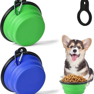2 миски для собак, складная дорожная миска, герметичная миска для кормления домашних животных, портативная, с альпинистским карабином для кошек, собак и других домашних животных, для воды и