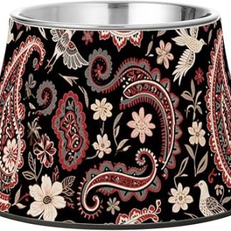 Миски для собак в стиле бохо с узором «Малиновый цветок пейсли» и подставкой из нержавеющей стали в виде животных для любимого питомца. Усы-подставка для собак.