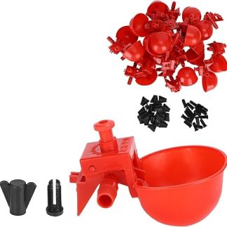 Набор из 20 автоматических поилок для цыплят Acouto, красных, изготовленных из пластика, удобных в использовании и простых в применении.