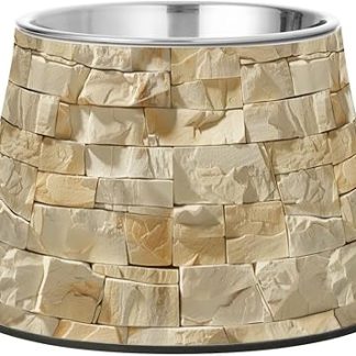 Приподнятые миски для корма для домашних животных с текстурой каменной стены, нескользящие, из нержавеющей стали, для медленного кормления кошек, средство от усов.