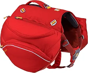 Ruffwear, Palisades Dog Backpack, Multi-Day Pack with Removable Saddlebags & 2x1L Hydration Bladders, Cross-Load Compression, Breathable Adjustable Harness, Reflective Trim, Red Sumac, Large/X-Large