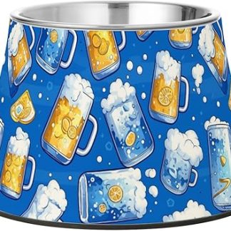 Сине-серебряные пивные кружки с летним узором, миски для собачьего корма из нержавеющей стали, нескользящие миски для кошачьего корма, для собак, которые едят медленно, усы, усталость