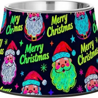 Счастливого Рождества! Миска для корма для домашних животных Дед Мороз из нержавеющей стали, приподнятая, для кошек и собак среднего размера, не боится усов.