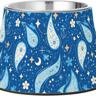 Простая голубая миска для корма и воды в форме звезды, нескользящая подставка из нержавеющей стали для собак средних размеров, удобное кормление.