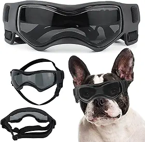 Dog Goggles for Medium Dogs, Dog Sunglasses Medium Breed, Dog Glasses UV Protection Wind Protection Dust Protection with Adjustable Strap for Medium Breed (Medium Black)