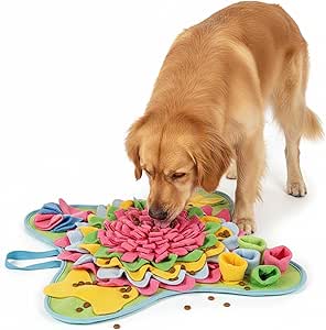 Коврик с запахом для собак, интерактивный коврик для обнюхивания домашних животных, коврик для тренировки медленного приема пищи, коврик для активного отдыха домашних животных 50 x 50 см (большой цветочный узор)