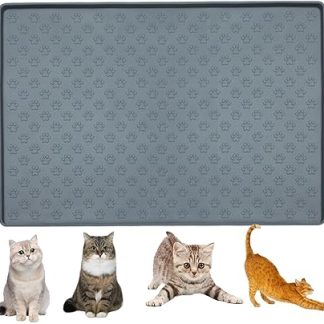 Силиконовый коврик для кормления домашних животных, нескользящий, водонепроницаемый, легко моется, с приподнятым краем, серый, 2 шт., 22 × 16