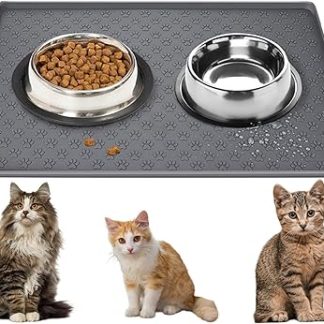 Силиконовый лоток для собачьего корма, водонепроницаемый, нескользящий, предотвращает проливание, легко моется. Защита пола, серый, 2 шт., 22 × 16
