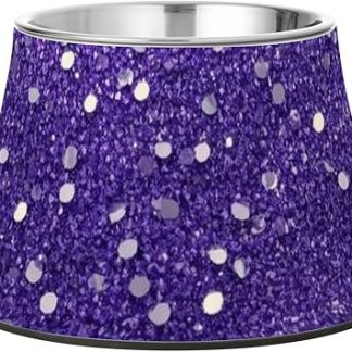 Фиолетовые миски для собак с искусственными блестками, нескользящие миски для кормления кошек из нержавеющей стали, идеально подходят для кошек, которые едят медленно, и не боятся усов.