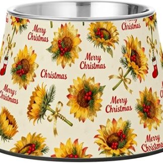 Счастливого Рождества! Желтая миска для воды для домашних животных в форме подсолнуха, улучшенная миска из нержавеющей стали для собак, кошек, кроликов, птиц и собак, а также для снятия усталости.