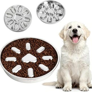 Миска для медленного кормления собак, нержавеющая сталь, предотвращает удушье, 9 зубцов, нескользящее основание.