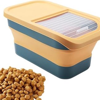Контейнер для хранения собачьего корма, прочный контейнер для корма для домашних животных с откидной крышкой, колесиками и складной конструкцией, подходит для кухни, кухонной столешницы, путешествий и дома.