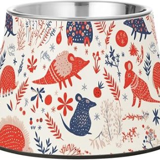 Изящная миска для собак в виде красного броненосца с мультяшным рисунком, нескользящая, из нержавеющей стали, подходит для кошек и маленьких собак, для медленного приема пищи.