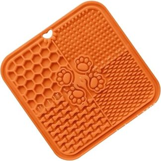 Силиконовый коврик для вылизывания домашних животных, мягкая миска для медленного кормления кошек, успокаивает горло при заболеваниях и способствует здоровью полости рта у домашних щенков (оранжевый)