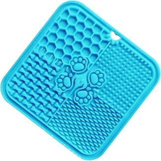Силиконовый коврик для вылизывания домашних животных, мягкая миска для медленного кормления кошек, успокаивает горло при заболеваниях и способствует здоровью полости рта у домашних щенков (синий)