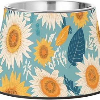 Простые миски для собак в стиле бохо с подсолнухами, модернизированная миска из нержавеющей стали для маленьких собак, средство для облегчения боли в усах.