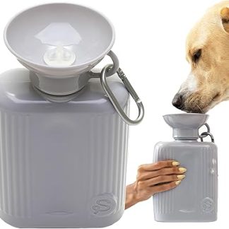 Дорожная бутылка для воды для собак Springer Growler, большая бутылка для воды для собак с запатентованной герметичной конструкцией, для прогулок с собакой, походов и путешествий, изготовлена ​​из материалов, не содержащих бисфенол А, серого цвета.