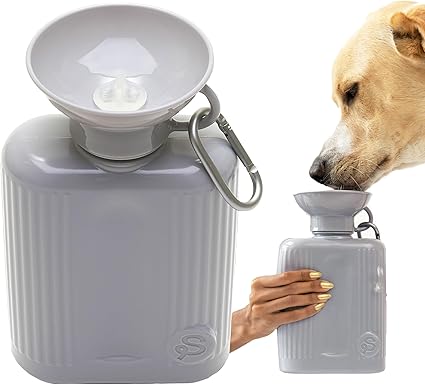 Дорожная бутылка для воды для собак Springer Growler, большая бутылка для воды для собак с запатентованной герметичной конструкцией, для прогулок с собакой, походов и путешествий, изготовлена из материалов, не содержащих бисфенол А, серого цвета.