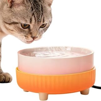 Поилка с подогревом для кошек, керамическая термомиска для кошачьего корма, подходит для щенков, котят, кур, птиц, для использования в помещении и на улице, зимой, дома.