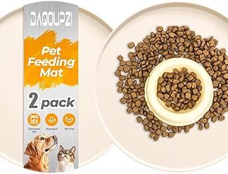 Силиконовый коврик для миски для собак и кошек, 25 x 25 см, водонепроницаемый, нескользящий, с бортиком, можно мыть в посудомоечной машине.