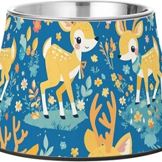 Изящная мультяшная миска для еды и воды для собак Duiker Bright Dogs, приподнятая, из нержавеющей стали, для маленьких собак, с усами.