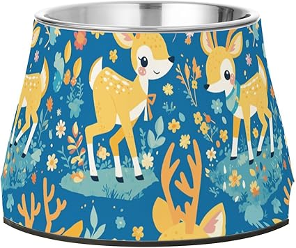 Изящная мультяшная миска для еды и воды для собак Duiker Bright Dogs, приподнятая, из нержавеющей стали, для маленьких собак, с усами.