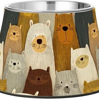 Миска для еды для собак с изображением мультяшных собачек, улучшенная, из нержавеющей стали, подходит для кошек и их любимых питомцев, даже с усами.