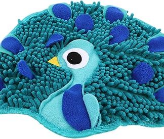 Игрушка-тренажер для собак POPETPOP с функцией медленного кормления в форме павлина. Развивающая игрушка для щенков и взрослых собак. Стимуляция умственных способностей и обоняния.