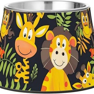 Мультяшный зоопарк жираф обезьяна животные выращенные животные миски для еды приподнятые миски из нержавеющей стали кошки миски для еды для маленьких собак медленное поедание