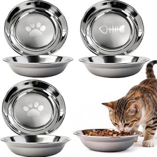 3 миски для кошек из нержавеющей стали, 14 см, миска для кошачьего корма, миски для кошек, миска для питья для кошек с широкими лапами, плоская миска для кошек и маленьких собак.