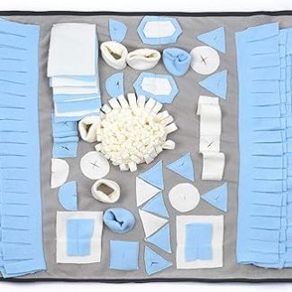 Детский коврик для собак Petphabet (71 x 66 см), пазлы, игрушки для снятия скуки, игровой коврик для собак, коврик для замедления процесса еды, тренировочный коврик, можно стирать в машинке, серый.