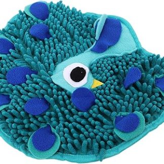 Интерактивный коврик для дрессировки собак GALPADA в форме павлина, предназначенный для развития когнитивных способностей и замедления процесса приема пищи у щенков и взрослых собак.