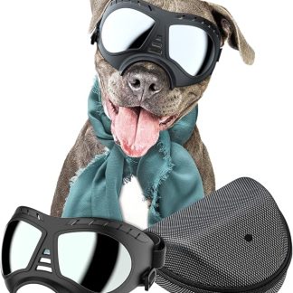 NVTED Dog Goggles Big Area Dog Sunglasses, Large Breed Windproof Snowproof Eye Protection Pet Glasses for Outdoor Driving Cycling (Large)