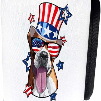Can Cooler Bottle Wrap - Boxer Dog With American Flag Sunglasses and Tophat America Patriotic American Dogs