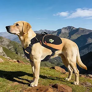 Dog Backpack Harness with Non-Slip Handle, Height-Adjustable Side Pockets Tactical Saddle Bag for Dogs, Lightweight Backpack for Dogs Hiking Walking Training, D-Ring Leash Attachment (55-85LB)