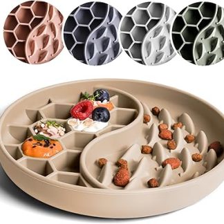 Миска ne&no® Anti-loop для собак и кошек, с функцией медленной подачи корма, коврик для вылизывания собак с большой присоской, коврик для вылизывания кошек для влажного и сухого корма (бежевый)