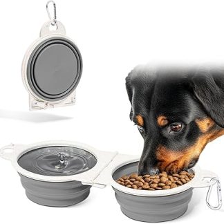 Складная силиконовая миска для собак CABBRIX – дорожная миска для воды и еды для собак и кошек, герметичная, с карабином, идеально подходит для путешествий и использования на открытом воздухе.