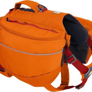 Ruffwear, Approach Pack Dog Backpack, Weight‑Forward Saddlebags with Flopper Stoppers, 5‑Point Adjustable Fit, Padded Handle, Dual Leash Points, Reflective Trim, Campfire Orange, Medium