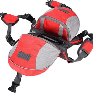 Dog Saddle Bag - Adjustable Nylon Dog Backpack, Reflective Design - Harness Saddlebag with Pockets for Hiking, Walking, Training, Running, Camping, Waterproof, Breathable (S)