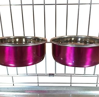 Набор из двух мисок для собак Ellie-Bo, подходящих для клеток, вольеров или загонов, трех размеров (0,9 л, средняя, ​​розовая).
