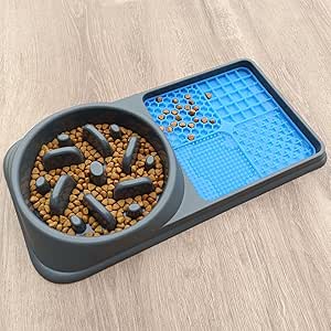 Прочный коврик для миски и подстилки для вылизывания собак 2-в-1 от ciciglow: нескользящая нижняя часть с влагозащитными краями, коврик для медленного кормления собак, облегчающий уборку.